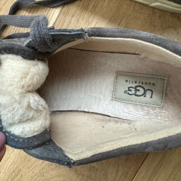 UGG Gray Suede Taya Sherpa Lined Low Top Sneakers Size 8 Fall/Winter - Picture 9 of 10